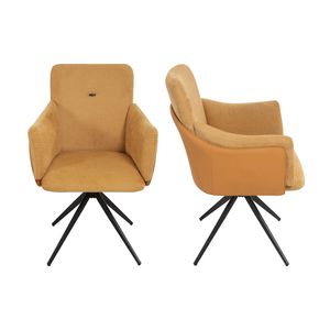 Ensemble de 2 chaises de bureau modernes orange pour la maison et le bureau Chaises rembourrées pivotantes à 360 degrés pour la salle à manger et la chambre à coucher Chaise en métal pour le salon - Product Image 6