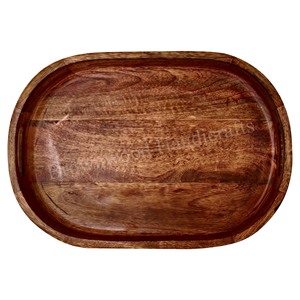 Best Selling Customized Design Natural Mango Wood Serving Tray Wooden Oval Shape Tabletop Platter for Serving and Decor - Product Image 5