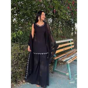 Conjunto de Top, Pantalón y Dupatta con Bordado de Espejo Real para Fiestas y Eventos de Club - Product Image 5