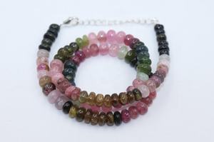 Collier multi-tourmaline lisse en forme de rondelle, perles de tourmaline pastèque de 5 à 6 mm - Product Image 5
