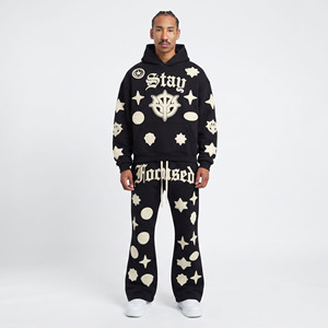 Conjunto Deportivo Personalizado para Hombre con Bordado, Sudadera con Capucha y Pantalones Anchos de Felpa de Algodón, Fabricante OEM ODM - Product Image 5