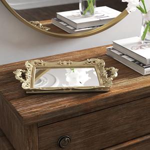 Bandeja de tocador de acero inoxidable dorado espejado, de lujo moderno, con adornos de inspiración vintage, para dormitorio, sala de estar, tocador, perfumes/bebidas - Product Image 4