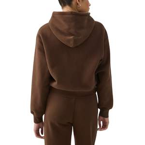 Sudadera con capucha extragrande para mujer, ajustada, de algodón y forro polar marrón, conjunto de 2 piezas con pantalón jogger, logotipo personalizado, OEM, venta al por mayor - Product Image 5