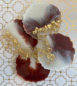 Custom Resin Coaster Round Drink Coaster Handmade Table Mat <b>Glitter</b> <b>Red</b> Decorative Pad for Home Bar - Product Image 5