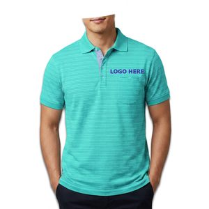 Camiseta de Punto de Manga Corta a Rayas Verdes para Hombre, con Bolsillo, Informal, de Algodón, Transpirable, Antiarrugas, Corte Regular - Product Image 5