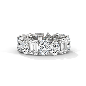 Anillo de Eternidad de Oro Blanco con Siete Piedras, Corte Ovalado, Pera, Baguette, Redondo Brillante, Banda de Diamantes para Mujer - Product Image 1