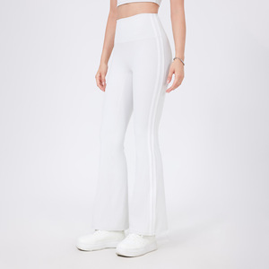 High Waist <b>Flare</b> Yoga <b>Leggings</b> Side Stripe Quick Dry Stretch Workout Pants for Gym Training Lounge Wear - Product Image 5