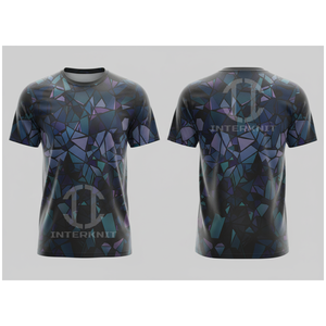 T-shirt à manches courtes pour homme, motif géométrique, tissu tricoté respirant, col rond, coupe classique, vêtements décontractés, 100% coton, 180g - Product Image 1