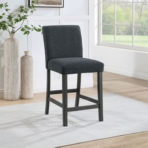 Set di 2 Eleganti Sgabelli da Bar Murtry in Tessuto Bouclé Nero - Product Image 1