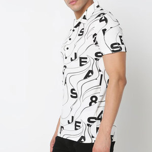 Camiseta Polo Blanca de Manga Corta para Hombre con Estampado de Letras Negras, Diseño Casual, Tejido Transpirable, Corte Regular - Product Image 3