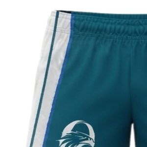 Shorts de netball unisexe sublimés bleu sarcelle et blanc en polyester, vêtements de sport légers pour équipes, avec empiècements latéraux, pour l'entraînement - Product Image 4