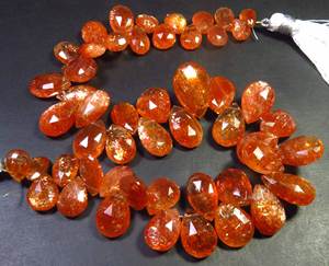 Cuentas de Piedra Solar Confeti Arcoíris Natural, Hilo de 8.5 Pulgadas, Forma de Pera, Facetadas, Grado Superior, Naranja, 8-15mm, Para Creación de Joyas - Product Image 5