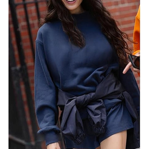 Women's Casual Cotton Fleece Top Oversized Hoodie Long Sleeves Pullover Sweatshirt for Winter Autumn Plain Dyed Mock Neck - Product Image 2