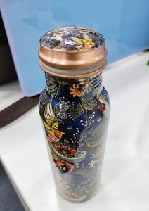 Copper Water Bottle With Bohemian Design Portable Travel Use - Product Image 3