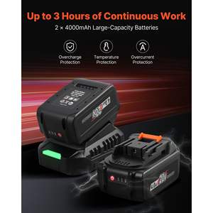 Llave de impacto eléctrica de alto torque de 20V inalámbrica 958,8 Ft-lbs / 1300 N · m Motor sin escobillas 2 baterías de 4Ah 5 enchufes Clip de cinturón - Product Image 3