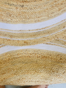 Tapis rond en jute tissé à la main, beige naturel, blanc, style bohème, tapis rustique pour chambre à coucher, fibre naturelle, taille personnalisée, tapis de sol - Product Image 5