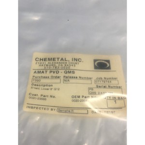 AMAT 0020-23585 PVD Sputter Shield Inferior de 8" G-12 - Equipo y Piezas de Semiconductores de Confianza de la Marca Global Legacy - Product Image 1