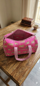 กระเป๋าเดินทางสุดหรูทำมือ สีชมพู ผ้าฝ้าย ทนทาน เป็นมิตรกับสิ่งแวดล้อม ขนาดใหญ่ จุของได้เยอะ ปิดด้วยซิป - Product Image 2