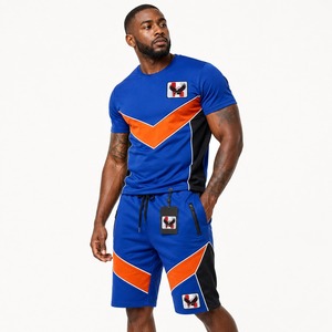 Ensemble court pour homme, unisexe, décontracté, avec t-shirt et short à taille élastique, couleur unie ou imprimé, 100% coton. - Product Image 6