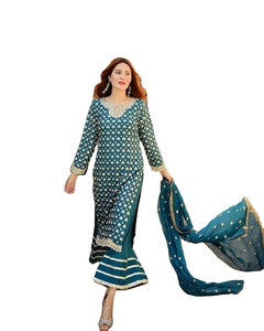 Lancement d'un nouveau costume en Georgette entièrement cousu avec Sharara pour femmes et filles - Product Image 1