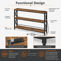 Multiprise de rangement à trois niveaux avec 2 prises CA et 3 ports USB, cadre en X, OEM ODM, pour table d'entrée, table de canapé, console étroite