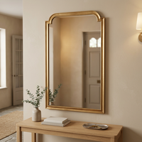 Miroir mural en bois cintré doré antique vintage, miroir décoratif rétro français à fixer au mur pour entrée, chambre, décoration intérieure