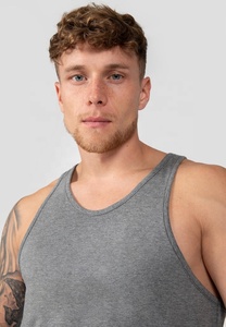 Quality Low OEM MOQ 100% Cotton Solid Color Undershirts Oversized <b>White</b> Tank <b>Top</b> Men's Tank <b>Tops</b> - Product Image 3