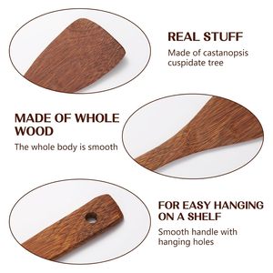 Spatule en bois artisanale, spatule de cuisine en bois naturel, ustensile de cuisine antiadhésif, spatule plate pour frire, remuer, servir - Product Image 3