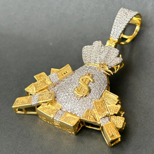 Pendentif sac d'argent dollar hip-hop en moissanite, style streetwear de luxe glacé, couleur or, bijoux personnalisés pour homme, idéal pour les soirées - Product Image 4