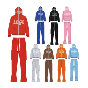 Custom Logo Plus Size Winter Hooded Hoodie Jogger Sweatpants Tracksuit Set <b>Men</b> Women Breathable Lightweight Polyester/Nylon - Product Image 1