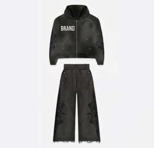 Conjunto de Chándal con Capucha Personalizado, Estampado Geométrico, Pantalones Largos, Corte Holgado, Estilo Urbano, Ropa de Invierno para Hombre Adulto, Elástico en Cuatro Direcciones - Product Image 4