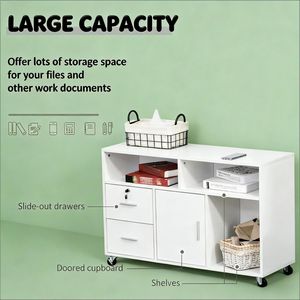 Mobiletto per Ufficio con Supporto Stampante e Organizzatore da Scrivania con Cassetti - Product Image 6