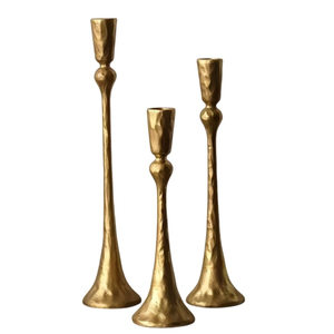 Lot de 3 bougeoirs décoratifs vintage en laiton antique, supports de bougies coniques en fer pour la maison, la table et les mariages - Product Image 5