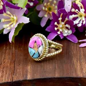 Bague fine de style bohème pour homme, en or vermeil 18 carats, avec pierre précieuse turquoise naturelle de forme ovale, motif aigle gravé, en coton de luxe. - Product Image 5