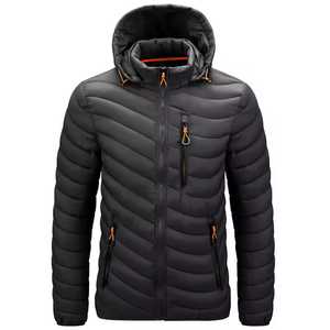 Chaqueta Acolchada con Capucha para Hombre, Invierno, Delgada, Relleno de Poliéster, Cortavientos, Casual, Cierre Frontal con Cremallera, Diseño con Bloques de Color, Corte Regular, Exterior de Algodón - Product Image 3