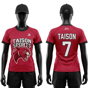 Maillot de hockey sur glace en maille polyester premium 220 GSM pour femme, rouge, turquoise, gris, avec panneau éclair, tissu respirant, logo personnalisé par sublimation - Product Image 3