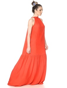 Alluring Party Wear Mum & Me Matching Red Sleeveless Loose & light Weight Long Maxi Dress Set Crafted With Soft Cotton Fabric - Product Image 5