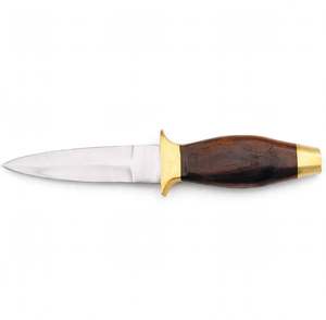 มีดงานฝีมือทำจากเหล็กกล้าไร้สนิม ด้ามไม้พะยูง พร้อมปลอกมีดทองเหลือง - Product Image 4