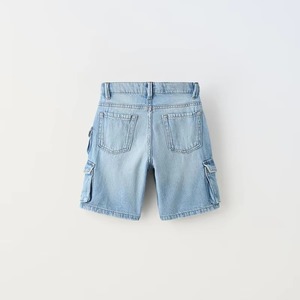 Short en jean taille mi-haute en coton uni pour filles, coupe décontractée, extensible, tenue décontractée - Product Image 4