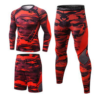 Vêtement de sport unisexe à compression, sous-vêtement de performance pour la course à pied, tenue de sport en spandex à motif camouflage