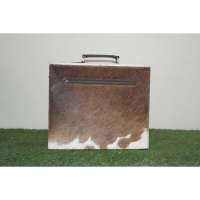 Sacs de rangement pour ordinateur portable et documents en cuir de vachette moderne avec fermeture à glissière