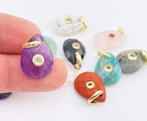 Colgante de Amatista con Incrustaciones en Forma de Pera Hecho a Mano de 13x18 MM - Dijes al por Mayor para Joyería - Fabricación de Collares DIY - Product Image 1
