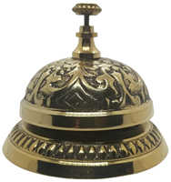 Cloche de table dôme ornementale en laiton antique Royal, à pression manuelle, gaufrée, style vintage, pour réception d'hôtel, restaurant, comptoir, bureau