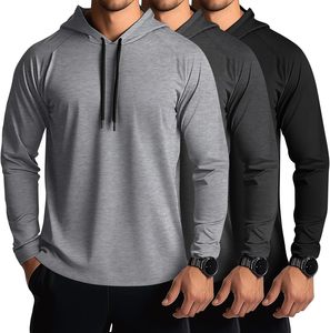 Sweat-shirt à capuche décontracté pour homme en polyester/coton, manches longues, grande taille, pour la gym, le fitness et le jogging, automne - Product Image 3