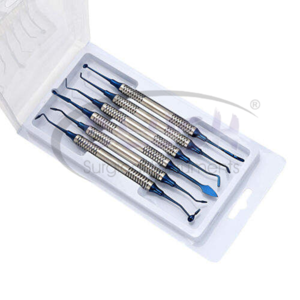 6pcs Dental Composite Filling Instrument Kit Blue Plated Dental Composite Instruments Kit by <b>Blush</b> Surgical - Product Image 1