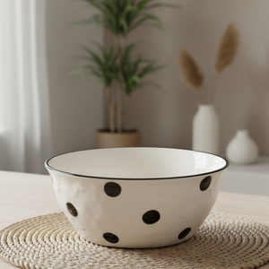 Bol en grès de qualité supérieure 3460896-20, 8 pouces, décoration cercle noir - Product Image 2