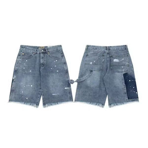 Shorts Vaqueros Baggy Vintage para Hombre, Shorts de Mezclilla Desgastados de Cintura Alta, Color Negro, para Verano - Product Image 3