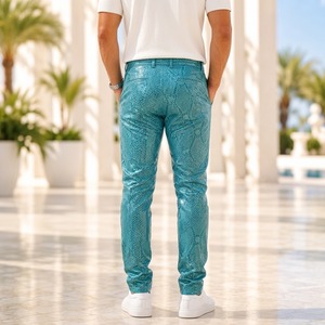 Pantalon en cuir pour homme à motif serpent |   Pantalon en cuir véritable motif python pour homme, pantalon en peau exotique, pantalon de motard pour homme - Product Image 6