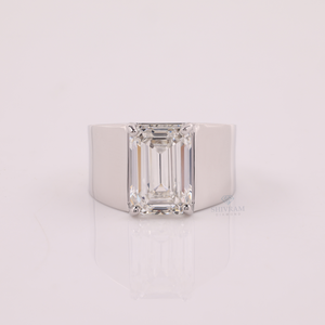Mens <b>Emerald</b> Cut 300 CT Lab Grown Diamond <b>Ring</b> Wide Band Statement Jewelry 925 <b>Silver</b> - Product Image 4