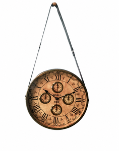 Vintage Silent Hanging <b>Wall</b> <b>Clock</b> Steel Roman Numerals Brown Leather Belt Quartz Needle Display Home <b>Decor</b> - Product Image 2